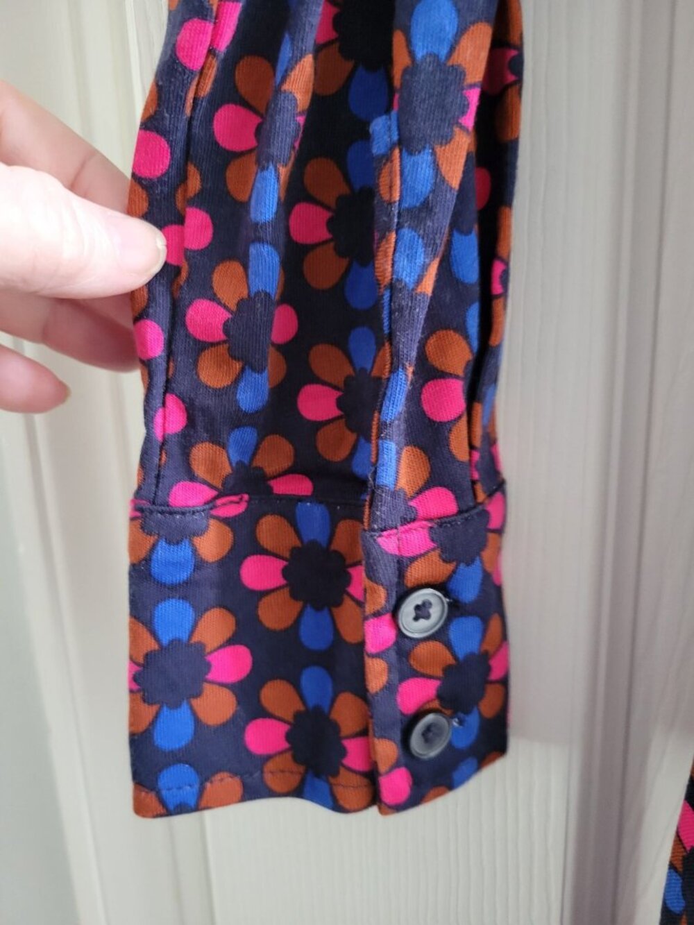 Boden Retro print Blue Pink Dress Fit and Flare Maxi Dress size 6 Long stretch - Picture 4 of 9